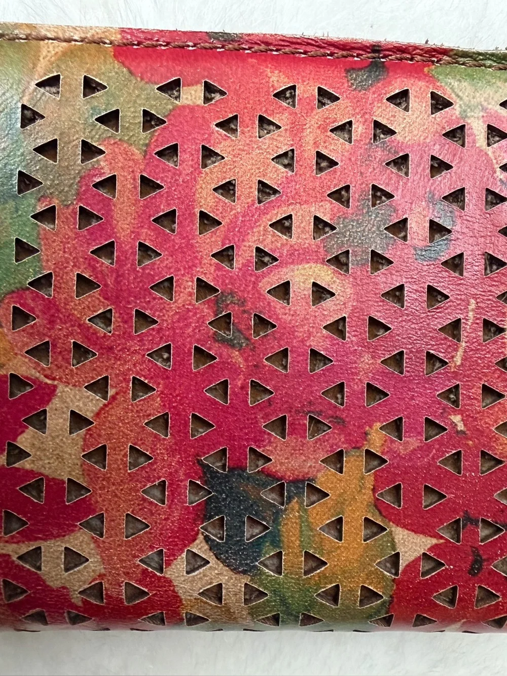 Patricia Nash Luzzi Women's Leather Wallet Perforated Multicolor bifold